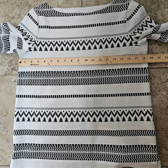 J. Jill Long Sleeve Boat Neck Geometric Stripe Top Size XS - Picture 5 of 8